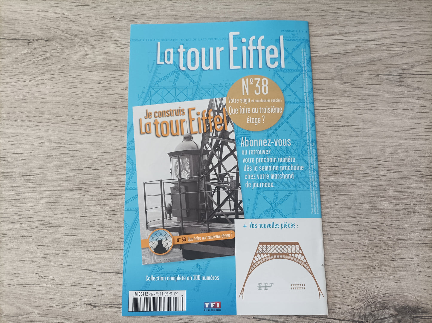Fascicule seul sans pièce numéro 37 n°37 Je construis la tour Eiffel 1/8 1/8e 1/8ème édition TF1