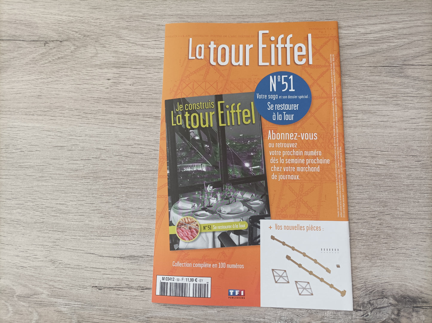 Fascicule seul sans pièce numéro 50 n°50 Je construis la tour Eiffel 1/8 1/8e 1/8ème édition TF1