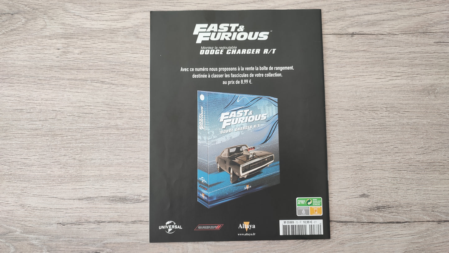 Fascicule seul sans pièce numéro 70 n°70 Dodge Charger R/T Fast & Furious 1/8 1/8e 1/8ème Altaya #E05