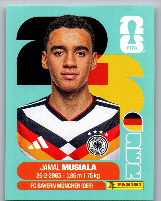 GER 15 Jamal Musiala - Sticker autocollant Panini Coupe du Monde FIFA 2026 Allemagne - Pièce détachée