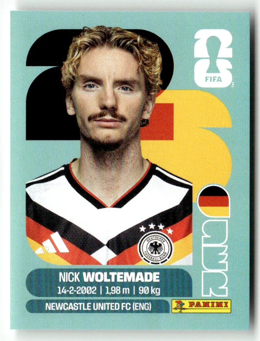 GER 20 Nick Woltemade - Sticker autocollant Panini Coupe du Monde FIFA 2026 Allemagne - Pièce détachée