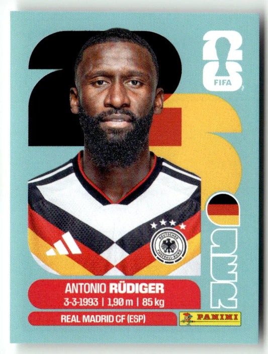 GER 6 Antonio Rüdiger - Sticker autocollant Panini Coupe du Monde FIFA 2026 Allemagne - Pièce détachée