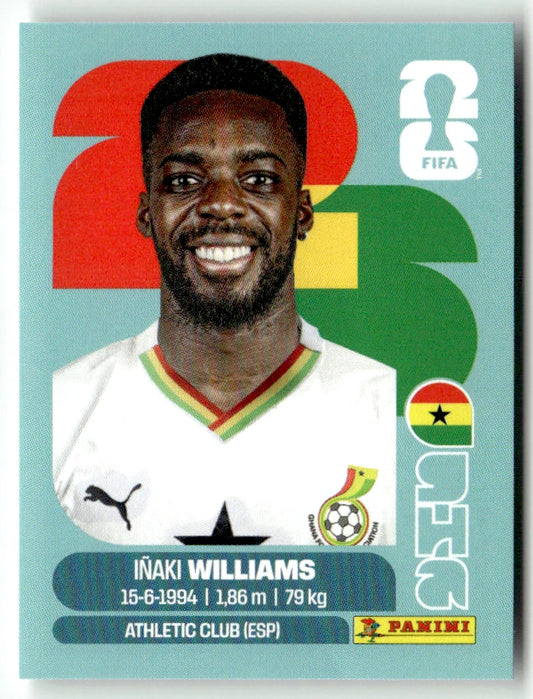 GHA 15 Inaki Williams - Sticker autocollant Panini Coupe du Monde FIFA 2026 Ghana - Pièce détachée