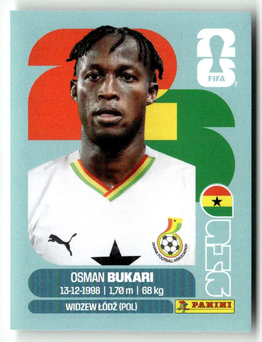 GHA 19 Osman Bukari - Sticker autocollant Panini Coupe du Monde FIFA 2026 Ghana - Pièce détachée