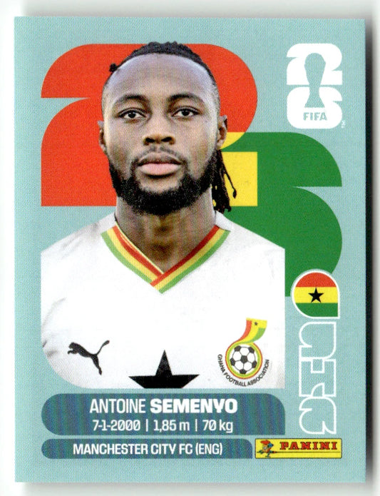 GHA 20 Antoine Semenyo - Sticker autocollant Panini Coupe du Monde FIFA 2026 Ghana - Pièce détachée