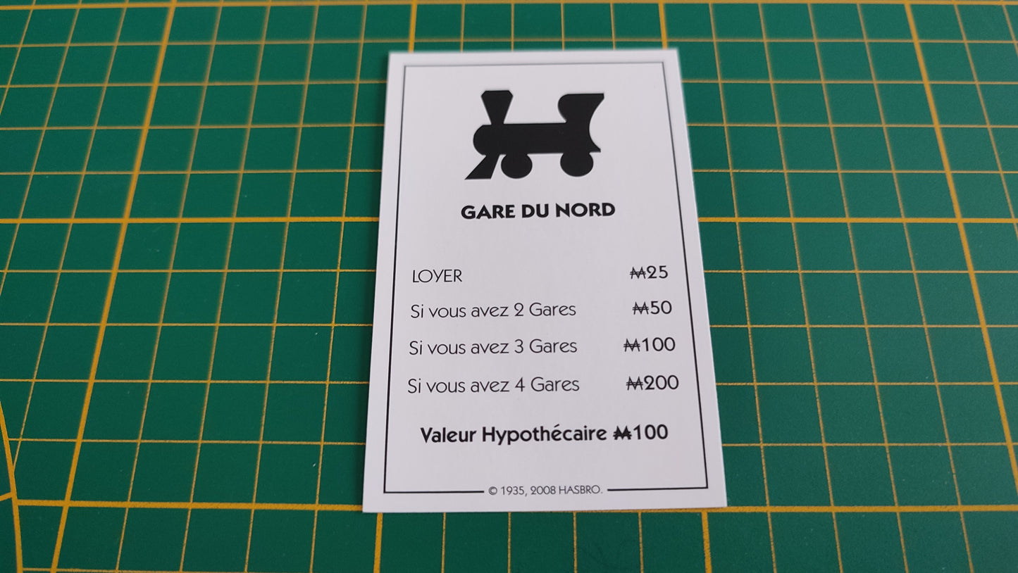 Gare du nord pièce détachée jeu de société Monopoly parties rapides Hasbro #C25