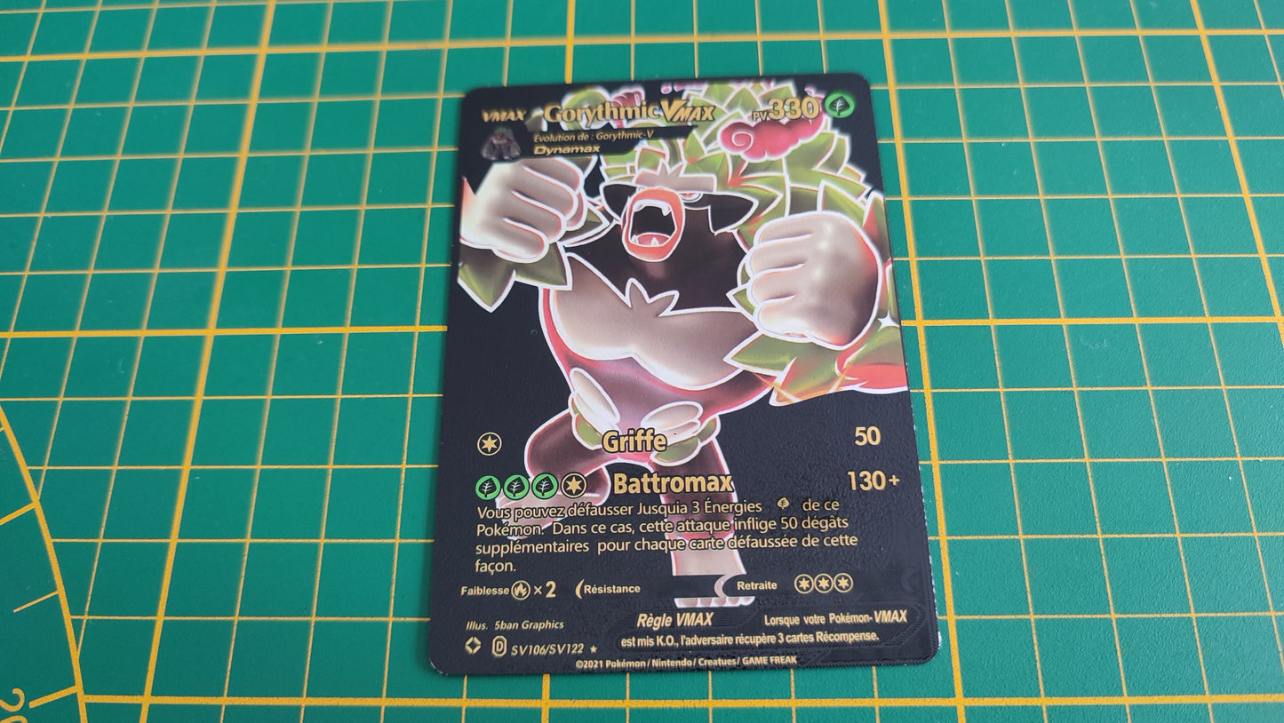 Gorythmic Vmax carte illustration Pokémon cosplay couleur noir française #C18
