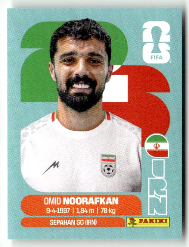 IRN 14 Omid NOORAFKAN - Sticker autocollant Panini Coupe du Monde FIFA 2026 Irlande - Pièce détachée