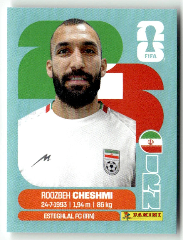 IRN 15 Roozbeh Cheshmi - Sticker autocollant Panini Coupe du Monde FIFA 2026 Irlande - Pièce détachée