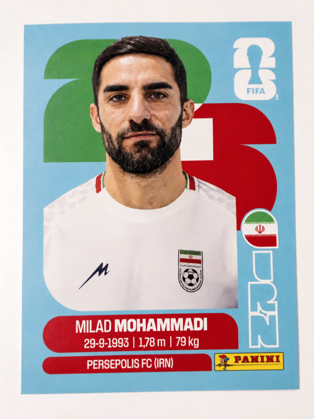 IRN 5 Milad MOHAMMADI - Sticker autocollant Panini Coupe du Monde FIFA 2026 Irlande - Pièce détachée