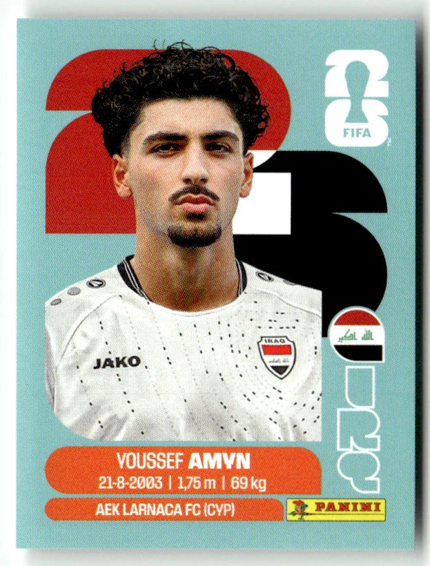 IRQ 14 Youssef Amyn - Sticker autocollant Panini Coupe du Monde FIFA 2026 Irak - Pièce détachée