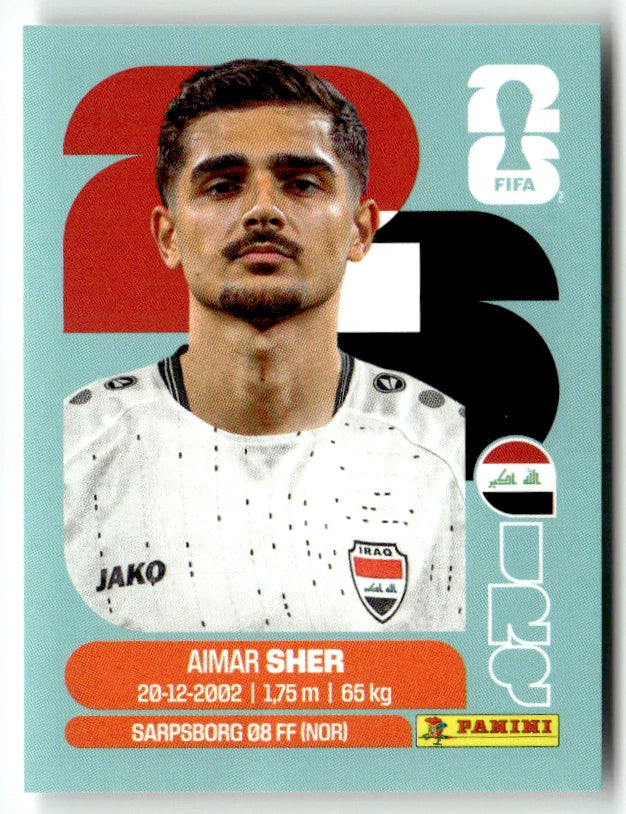 IRQ 15 Aimar Sher - Sticker autocollant Panini Coupe du Monde FIFA 2026 Irak - Pièce détachée