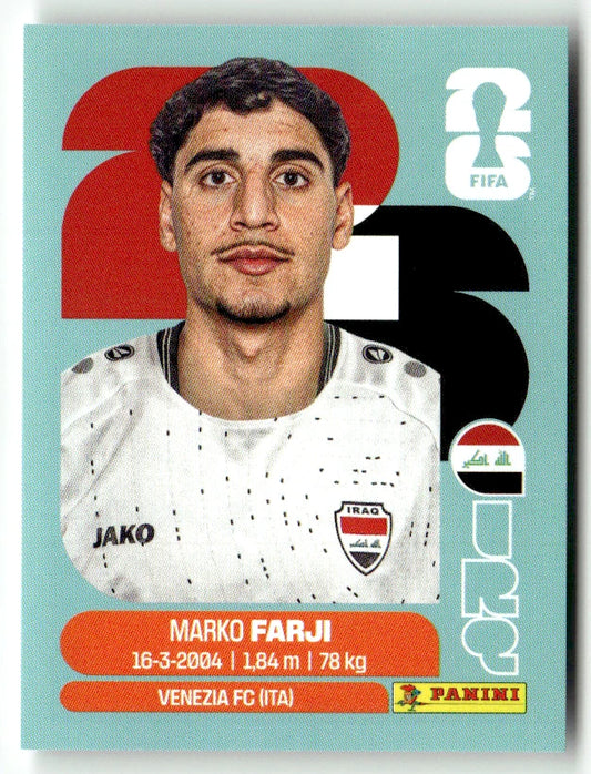 IRQ 16 Marko Farji - Sticker autocollant Panini Coupe du Monde FIFA 2026 Irak - Pièce détachée