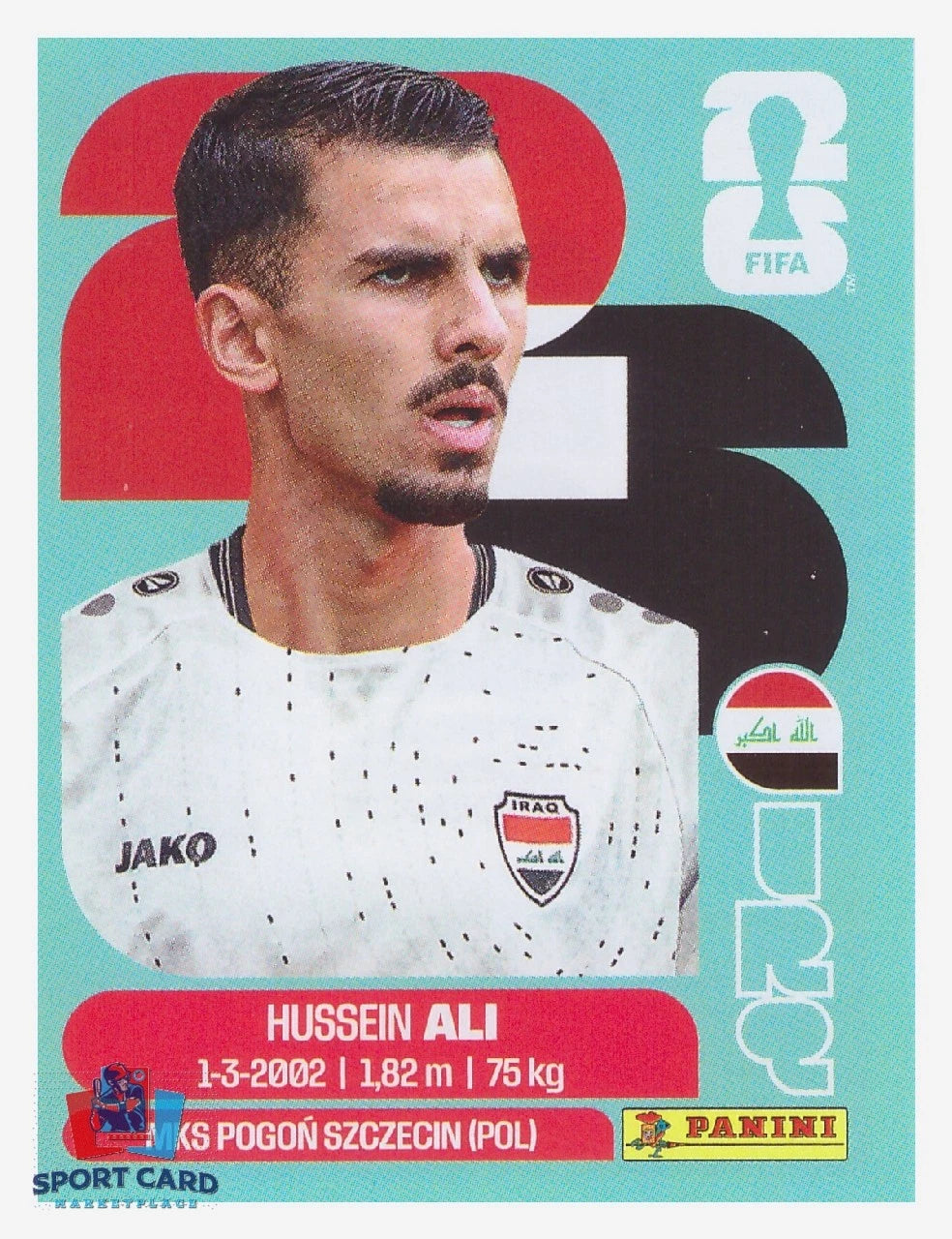 IRQ 4 Hussein Ali - Sticker autocollant Panini Coupe du Monde FIFA 2026 Irak - Pièce détachée
