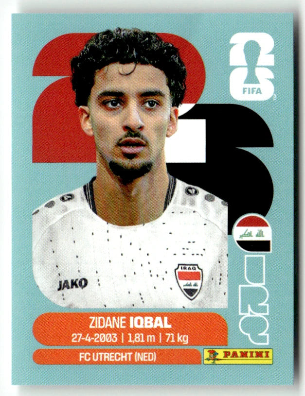IRQ 9 Zidan Iqbal - Sticker autocollant Panini Coupe du Monde FIFA 2026 Irak - Pièce détachée