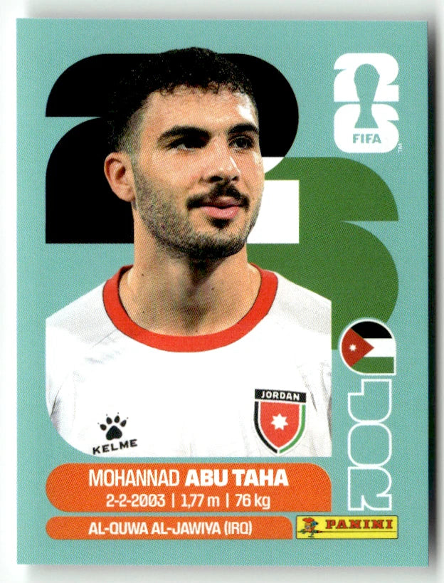 JOR 12 Mohannad Abu Taha - Sticker autocollant Panini Coupe du Monde FIFA 2026 Jordanie - Pièce détachée