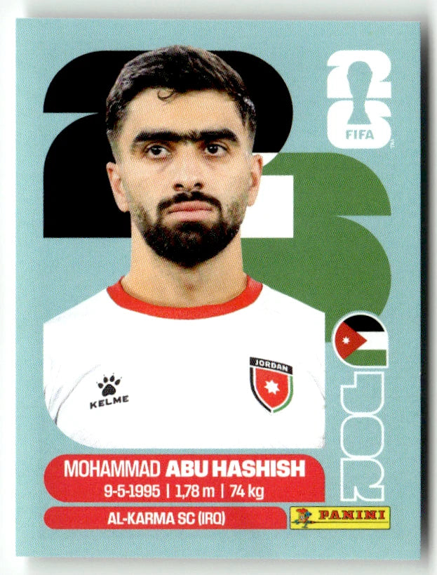 JOR 4 Mohammad Abu Hashish - Sticker autocollant Panini Coupe du Monde FIFA 2026 Jordanie - Pièce détachée