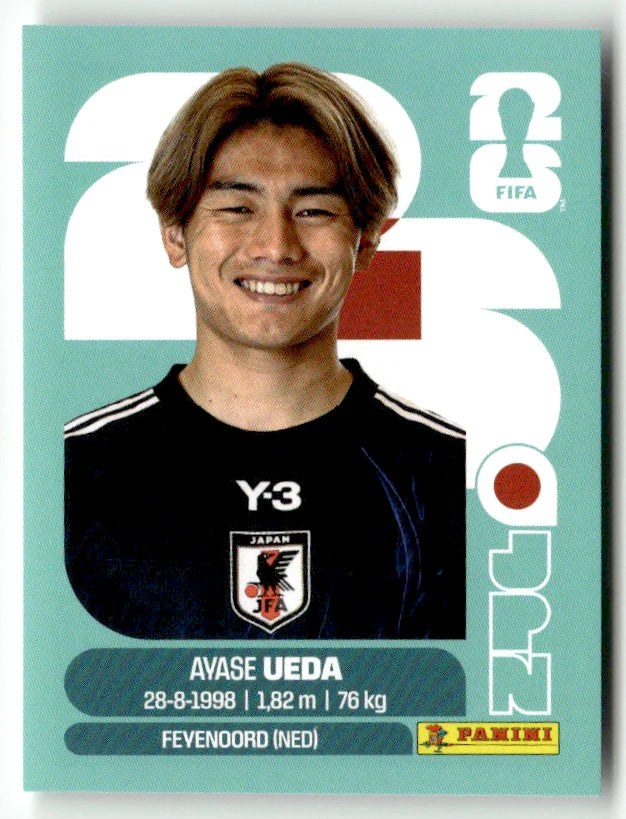 JPN 20 Ayase Ueda - Sticker autocollant Panini Coupe du Monde FIFA 2026 Japon - Pièce détachée