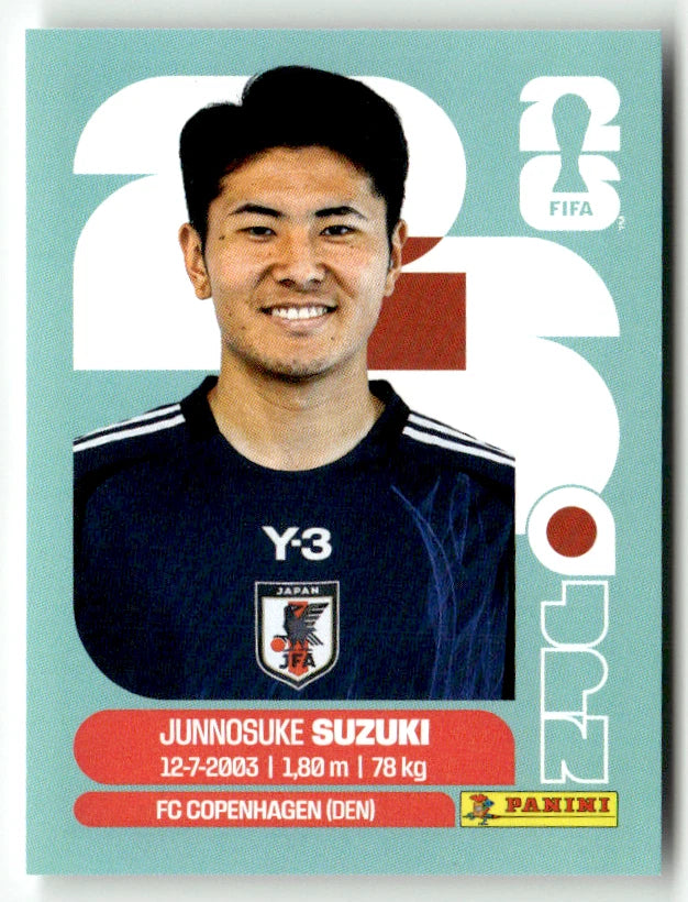 JPN 5 Junnosuke Suzuki - Sticker autocollant Panini Coupe du Monde FIFA 2026 Japon - Pièce détachée