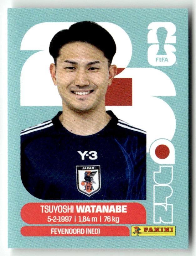 JPN 7 Tsuyoshi Watanabe - Sticker autocollant Panini Coupe du Monde FIFA 2026 Japon - Pièce détachée