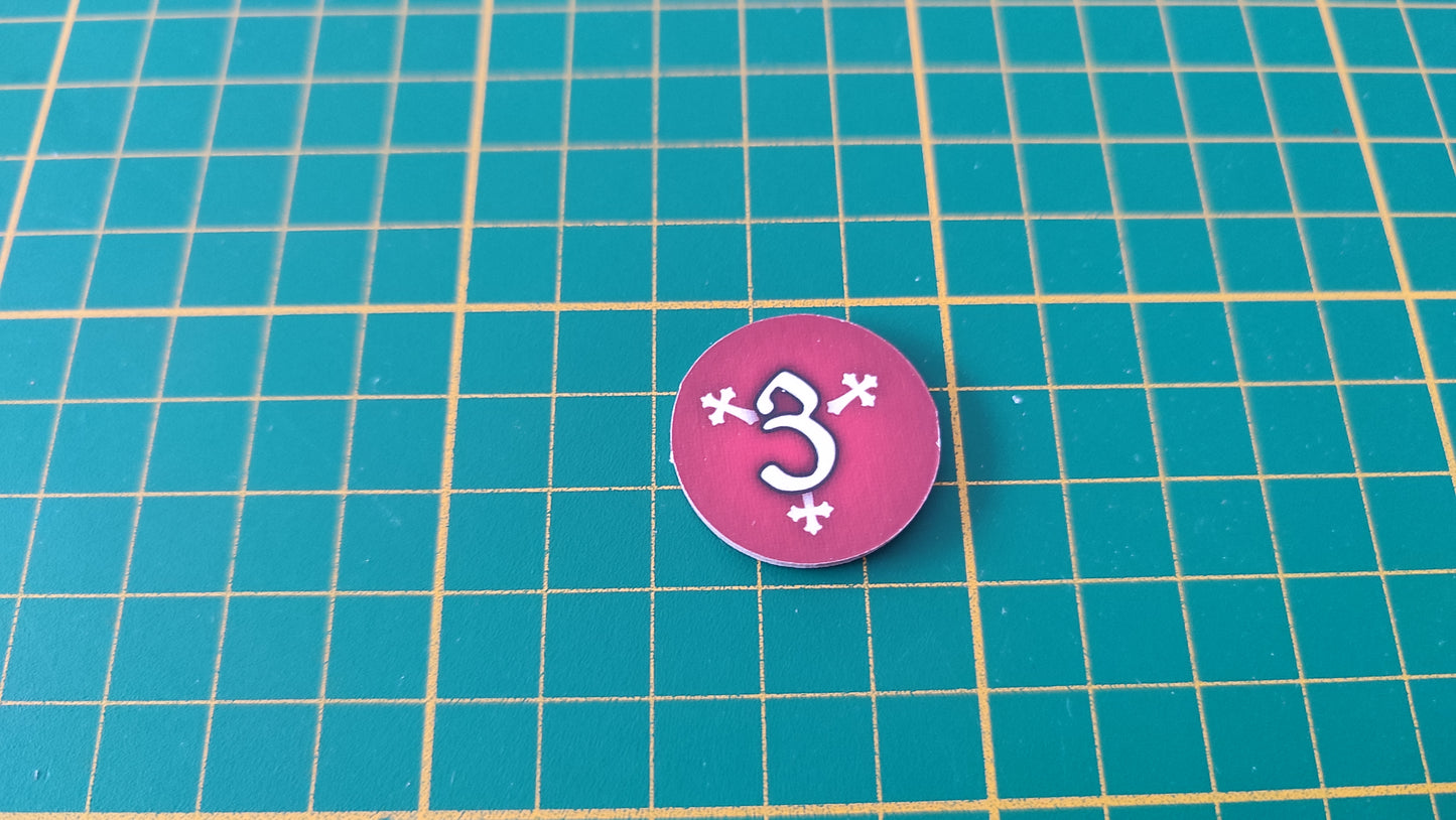 Jeton bonus rouge valeur 3 unitaire Praga Caput Regni vladimir suchy Delicious Games pièce détachée jeu de société #E34