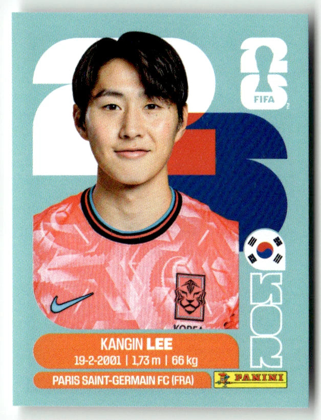 KOR 12 Kangin Lee - Sticker autocollant Panini Coupe du Monde FIFA 2026 Corée Du Sud - Pièce détachée