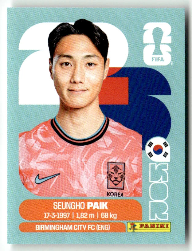 KOR 14 Seungho Park - Sticker autocollant Panini Coupe du Monde FIFA 2026 Corée Du Sud - Pièce détachée