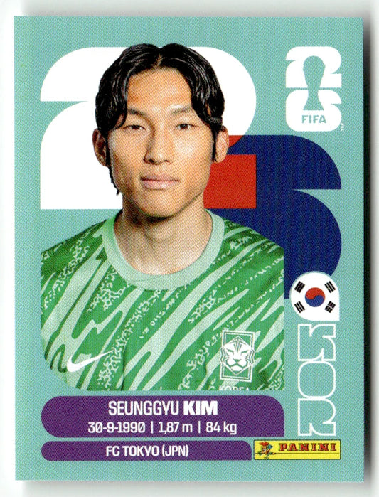 KOR 3 Seunggyu Kim - Sticker autocollant Panini Coupe du Monde FIFA 2026 Corée Du Sud - Pièce détachée