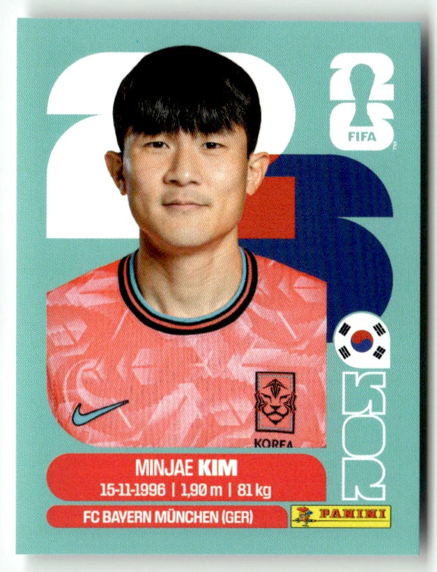 KOR 4 Minjae Kim - Sticker autocollant Panini Coupe du Monde FIFA 2026 Corée Du Sud - Pièce détachée