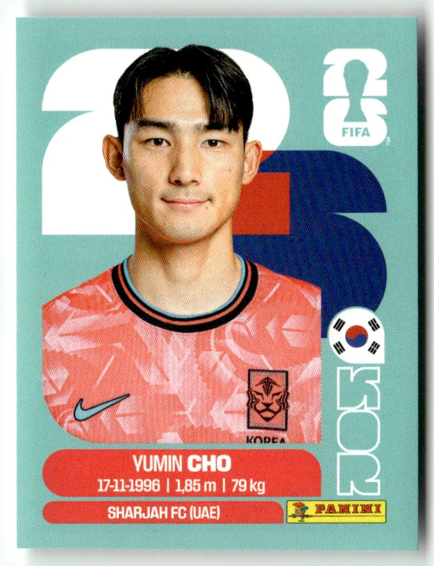 KOR 5 Yumin Cho - Sticker autocollant Panini Coupe du Monde FIFA 2026 Corée Du Sud - Pièce détachée