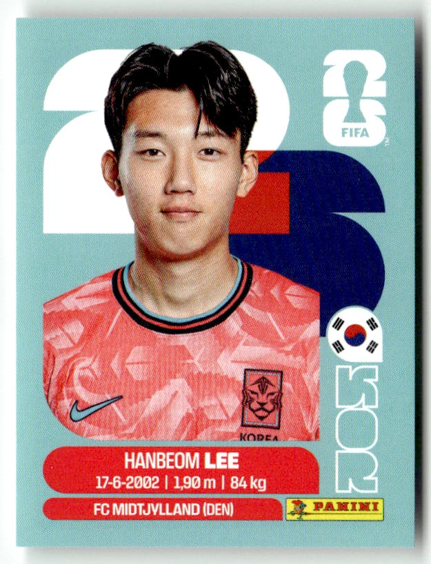 KOR 7 Lee Hanbeom - Sticker autocollant Panini Coupe du Monde FIFA 2026 Corée Du Sud - Pièce détachée