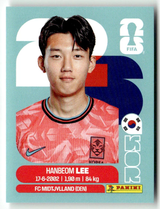 KOR 7 Lee Hanbeom - Sticker autocollant Panini Coupe du Monde FIFA 2026 Corée Du Sud - Pièce détachée