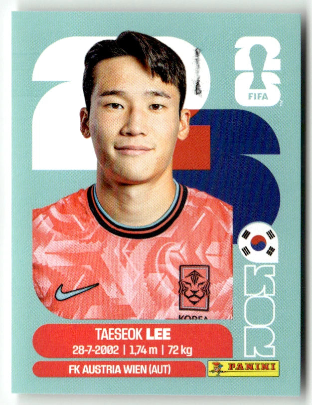 KOR 8 Taeseok Lee - Sticker autocollant Panini Coupe du Monde FIFA 2026 Corée Du Sud - Pièce détachée