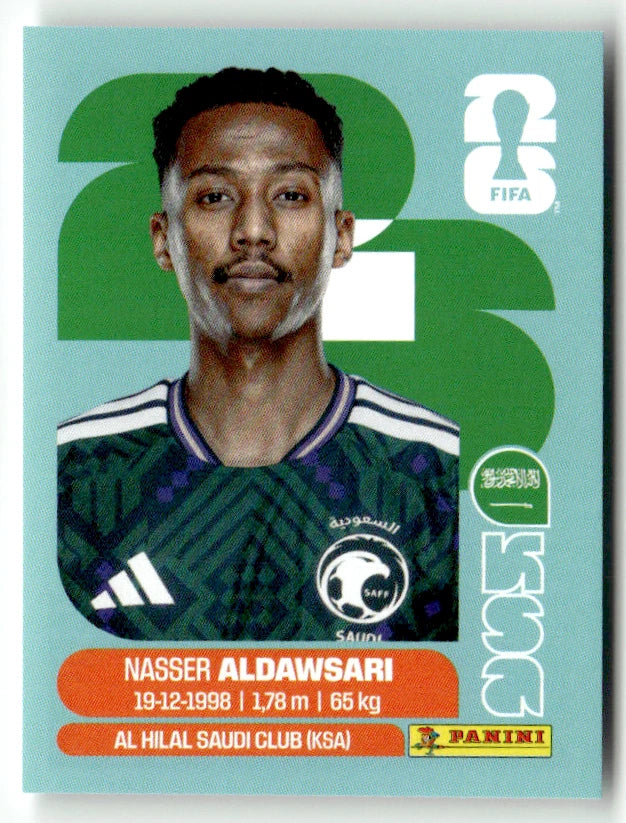 KSA 12 Nasser Aldawsari - Sticker autocollant Panini Coupe du Monde FIFA 2026 Arabie Saoudite - Pièce détachée
