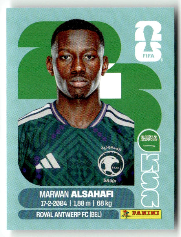 KSA 15 Marwan ALSAHAFI - Sticker autocollant Panini Coupe du Monde FIFA 2026 Arabie Saoudite - Pièce détachée
