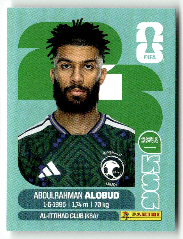 KSA 17 Abdulrahman Alobud - Sticker autocollant Panini Coupe du Monde FIFA 2026 Arabie Saoudite - Pièce détachée