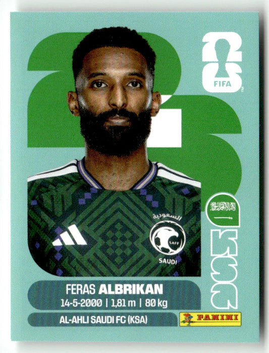 KSA 18 Feras Albrikan - Sticker autocollant Panini Coupe du Monde FIFA 2026 Arabie Saoudite - Pièce détachée