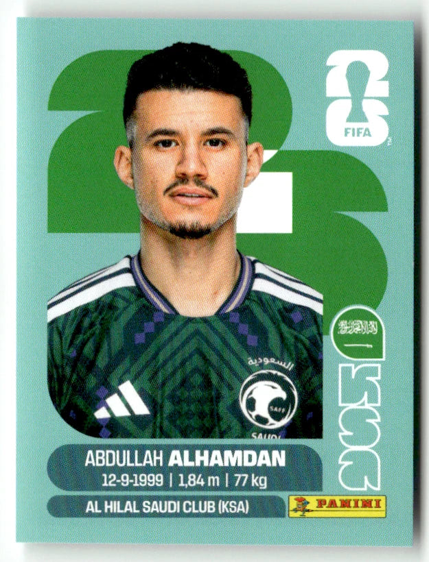 KSA 20 Abdullah Alhamdan - Sticker autocollant Panini Coupe du Monde FIFA 2026 Arabie Saoudite - Pièce détachée