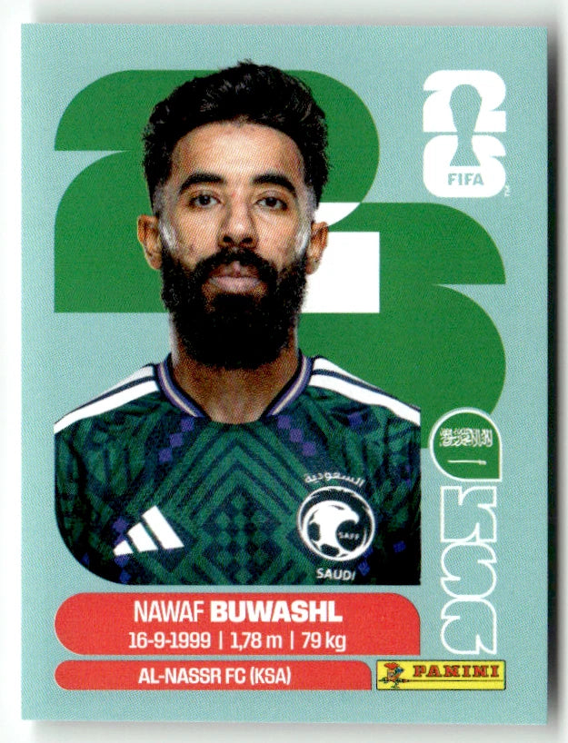 KSA 5 Nawaf Buwashl - Sticker autocollant Panini Coupe du Monde FIFA 2026 Arabie Saoudite - Pièce détachée