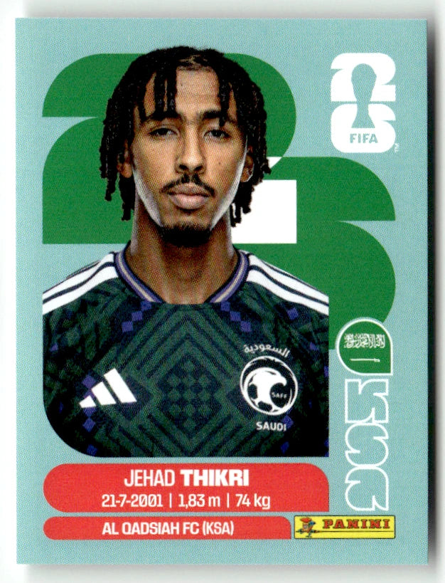 KSA 6 Jehad Thikri - Sticker autocollant Panini Coupe du Monde FIFA 2026 Arabie Saoudite - Pièce détachée