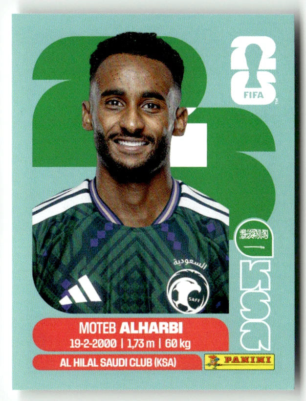 KSA 7 Moteb Alharbi - Sticker autocollant Panini Coupe du Monde FIFA 2026 Arabie Saoudite - Pièce détachée