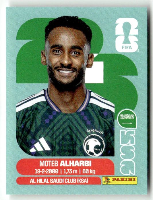 KSA 7 Moteb Alharbi - Sticker autocollant Panini Coupe du Monde FIFA 2026 Arabie Saoudite - Pièce détachée