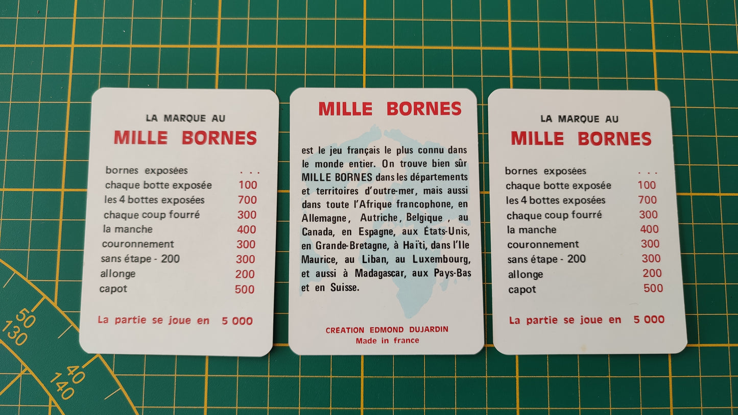 Lot 3 cartes explicatives pièce détachée jeu de société 1000 mille bornes Dujardin #B96