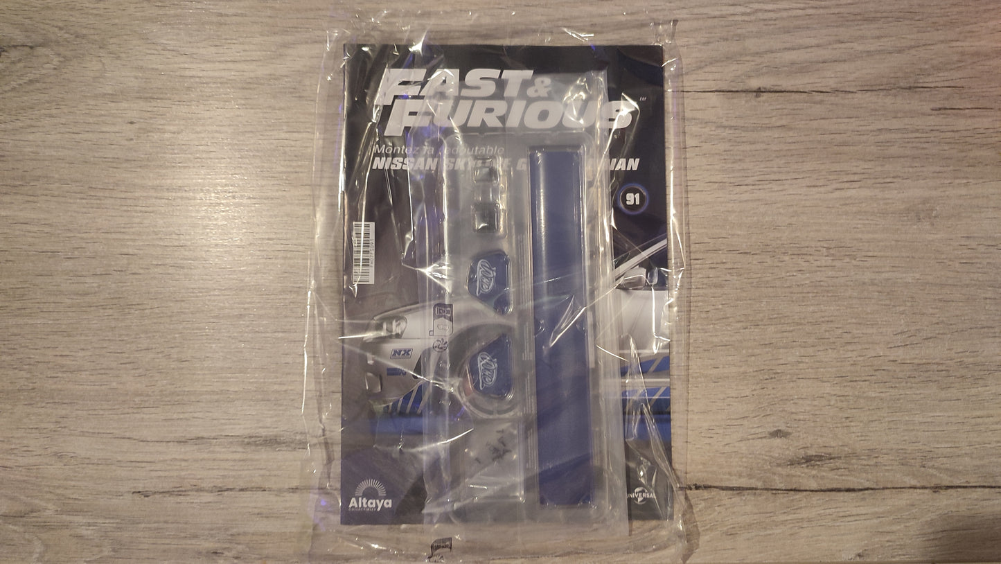Lot fascicule avec pièces numéro 91 n°91 Nissan Skyline GT-R R34 Fast & Furious de Brian O'Conner 1/8 1/8e 1/8ème Altaya #E48