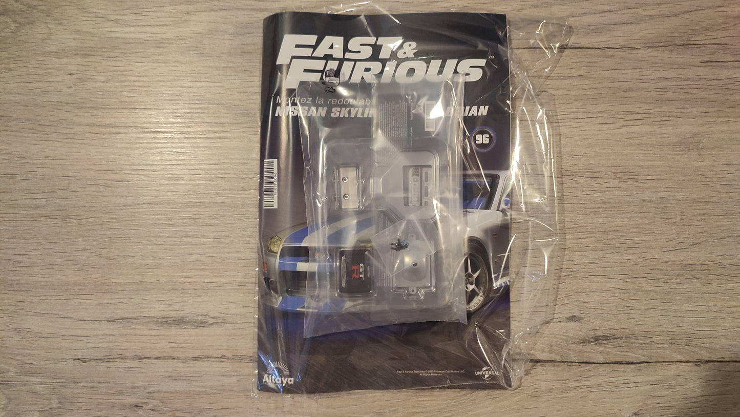 Lot fascicule avec pièces numéro 96 n°96 Nissan Skyline GT-R R34 Fast & Furious de Brian O'Conner 1/8 1/8e 1/8ème Altaya #E48