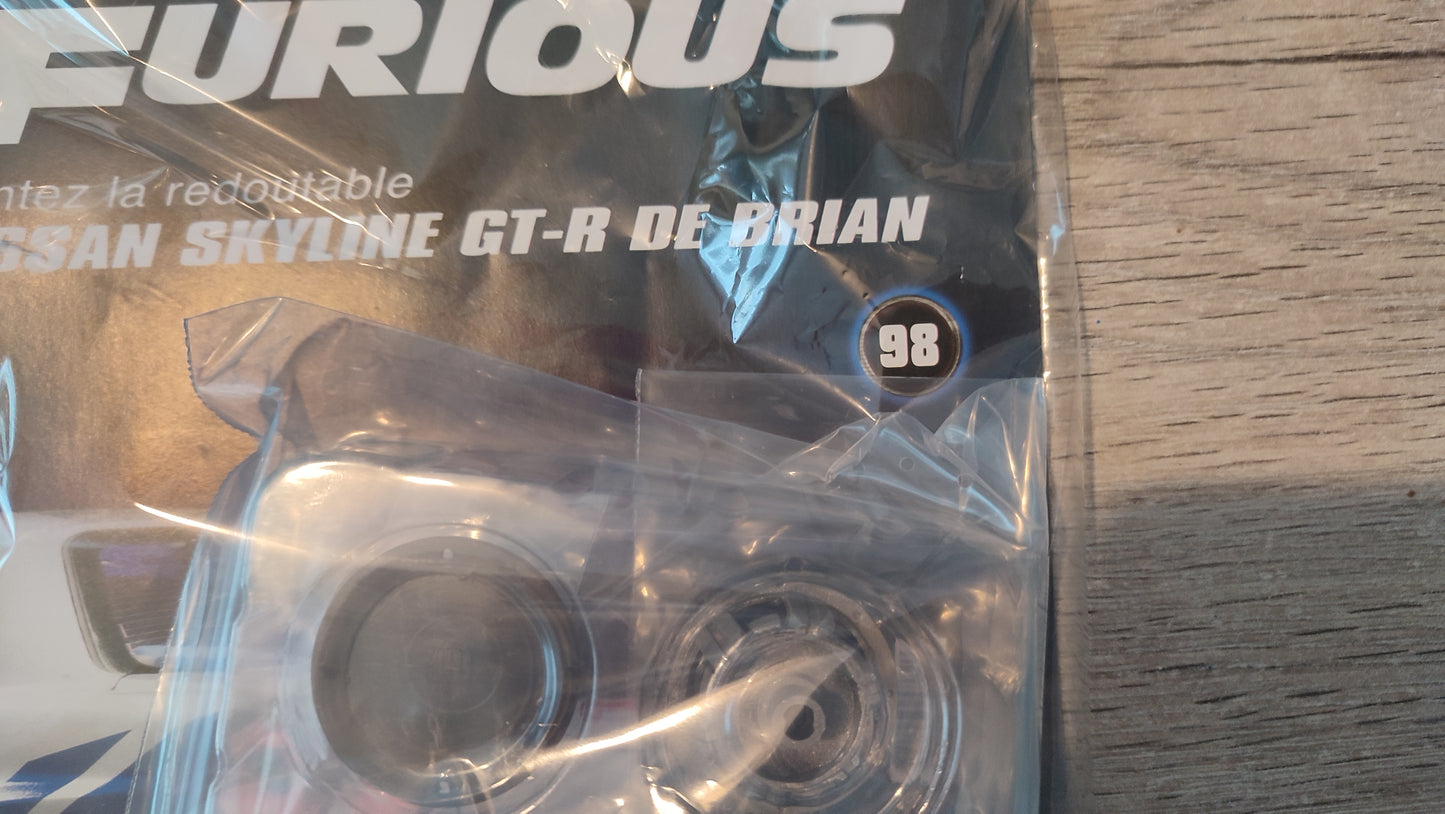 Lot fascicule avec pièces numéro 98 n°98 Nissan Skyline GT-R R34 Fast & Furious de Brian O'Conner 1/8 1/8e 1/8ème Altaya #E49
