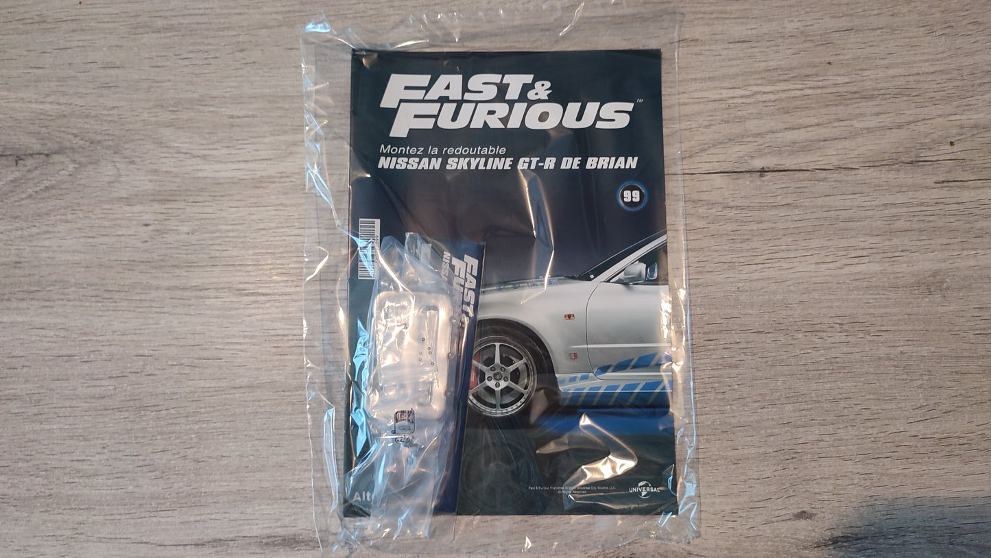 Lot fascicule avec pièces numéro 99 n°99 Nissan Skyline GT-R R34 Fast & Furious de Brian O'Conner 1/8 1/8e 1/8ème Altaya #E49