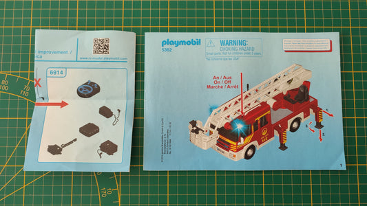 Lot notice en l'état pièce détachée Playmobil 5362 Camion de pompier #E23
