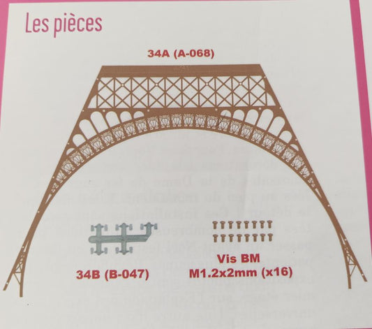 Lot pièces détachées numéro 34 n°34 Je construis la tour Eiffel 1/8 1/8e 1/8ème édition TF1