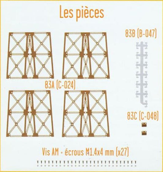 Lot pièces détachées numéro 83 n°83 Je construis la tour Eiffel 1/8 1/8e 1/8ème édition TF1